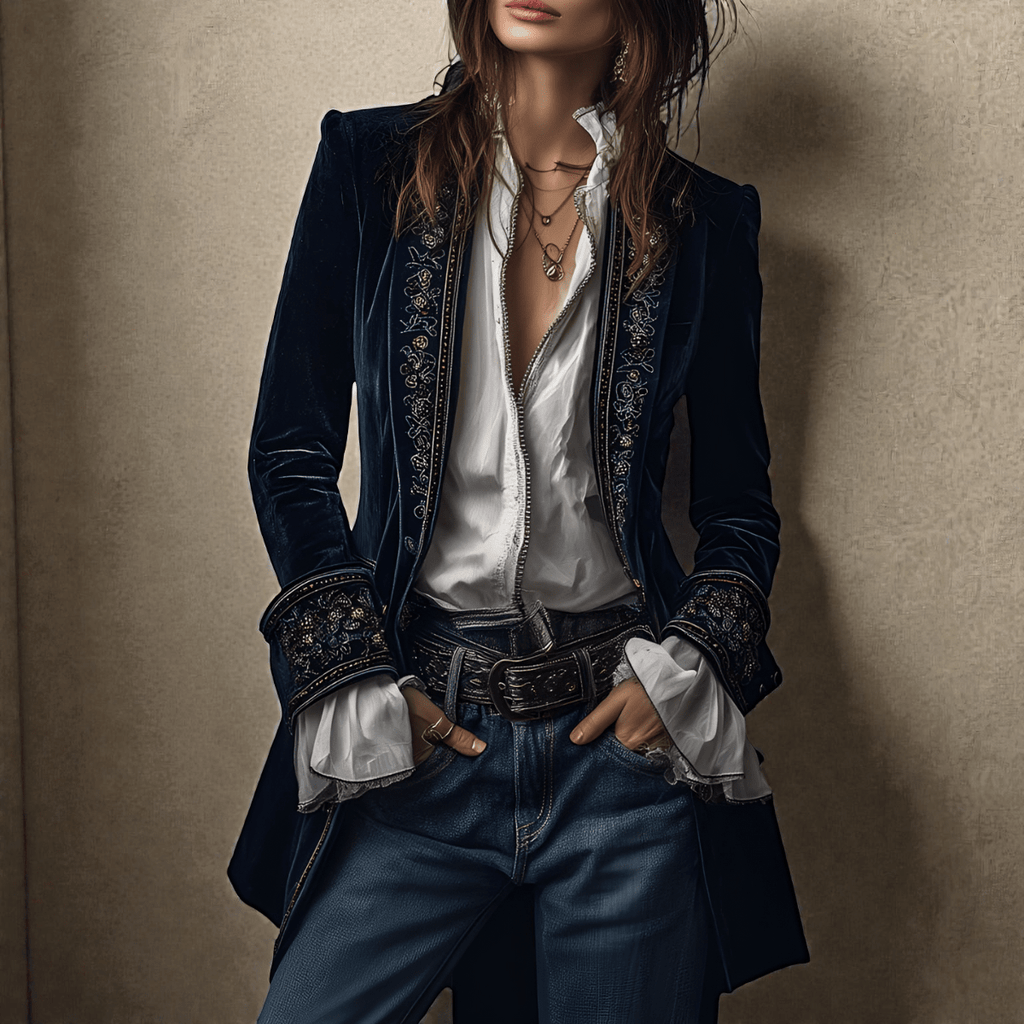 Nuria™ | Elegante Chaqueta de Terciopelo - vittoria stile