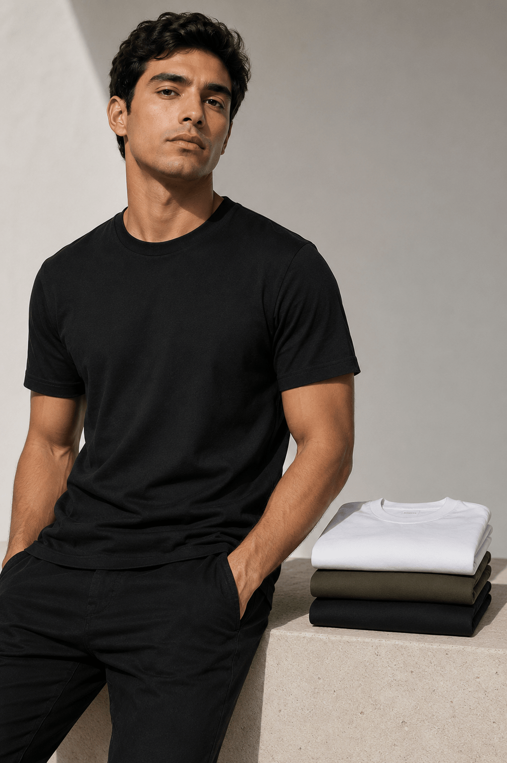 Pack de 3 camisetas de cuello redondo con dobladillo curvado, clásico - vittoria stile