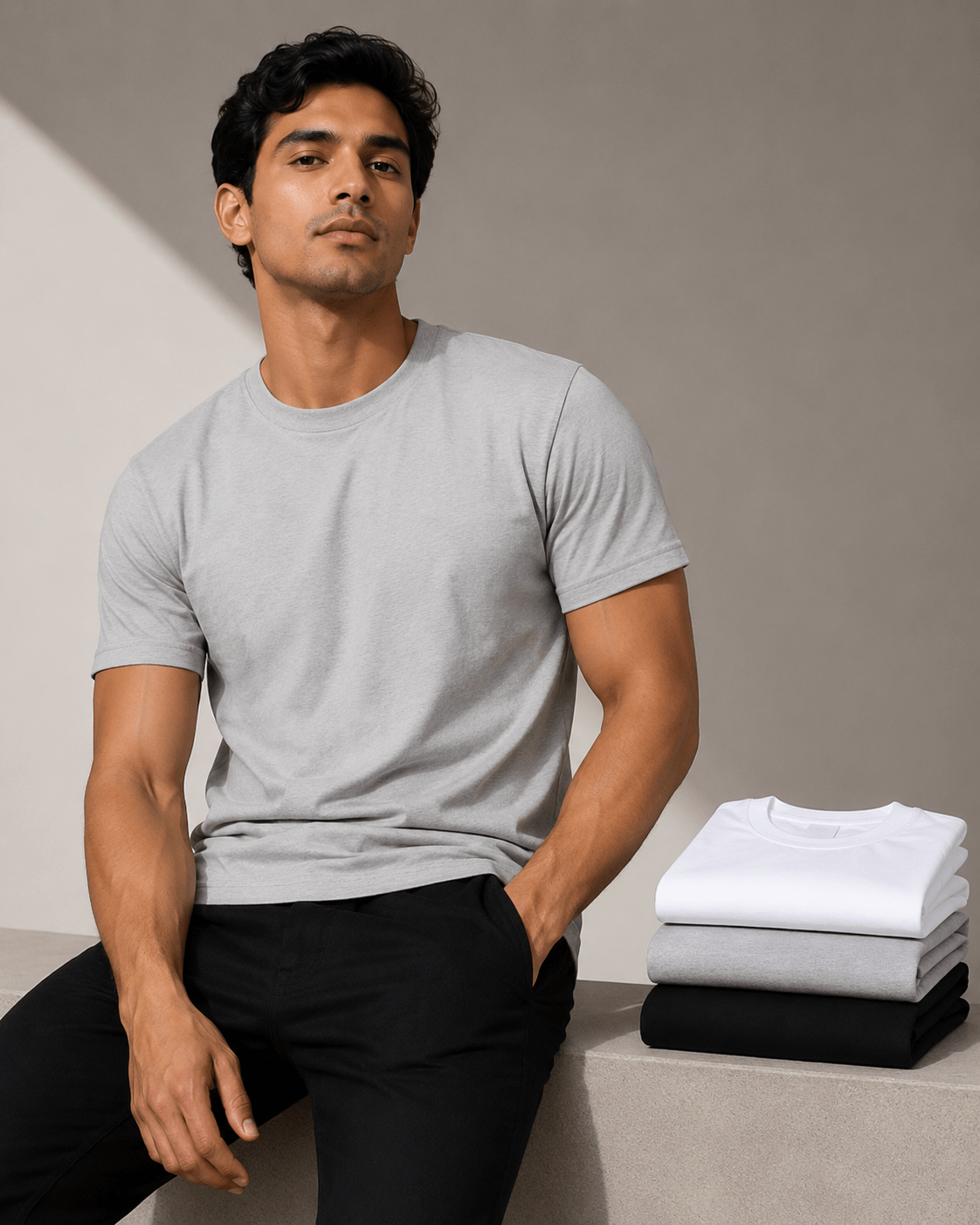 Pack de 3 camisetas de cuello redondo con dobladillo curvo clásico - vittoria stile