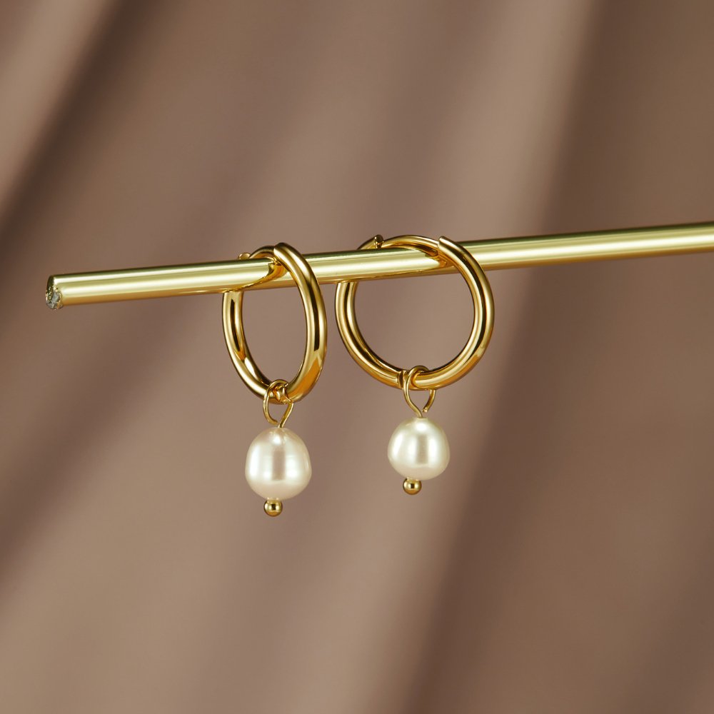 Pendientes de aro Bella con perlas de agua dulce - vittoria stile