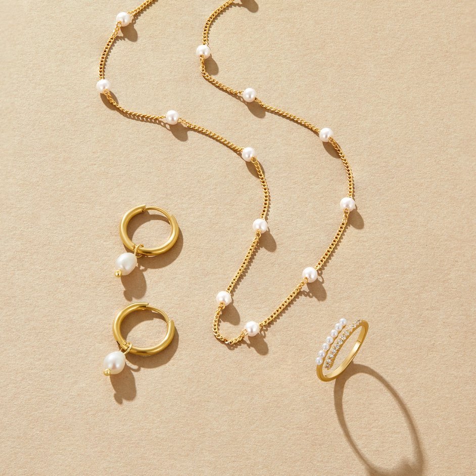 Pendientes de aro Bella con perlas de agua dulce - vittoria stile