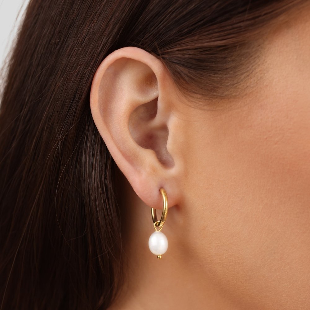 Pendientes de aro Bella con perlas de agua dulce - vittoria stile