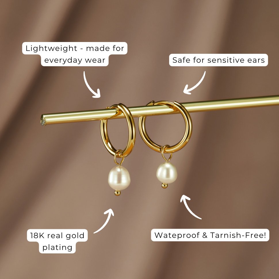 Pendientes de aro Bella con perlas de agua dulce - vittoria stile