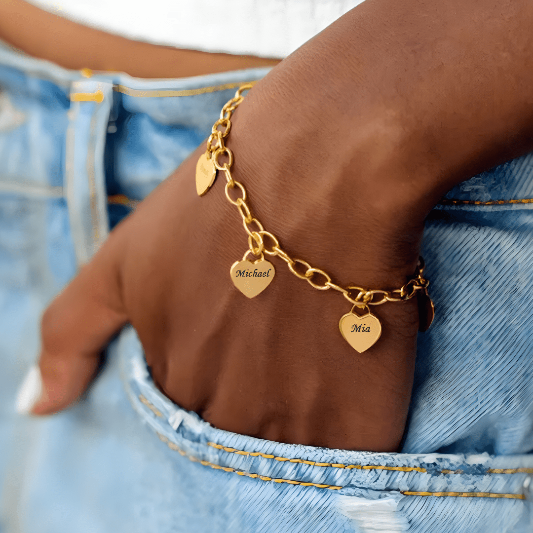 Pulsera de corazones - Personalizable hasta 6 corazones - vittoria stile
