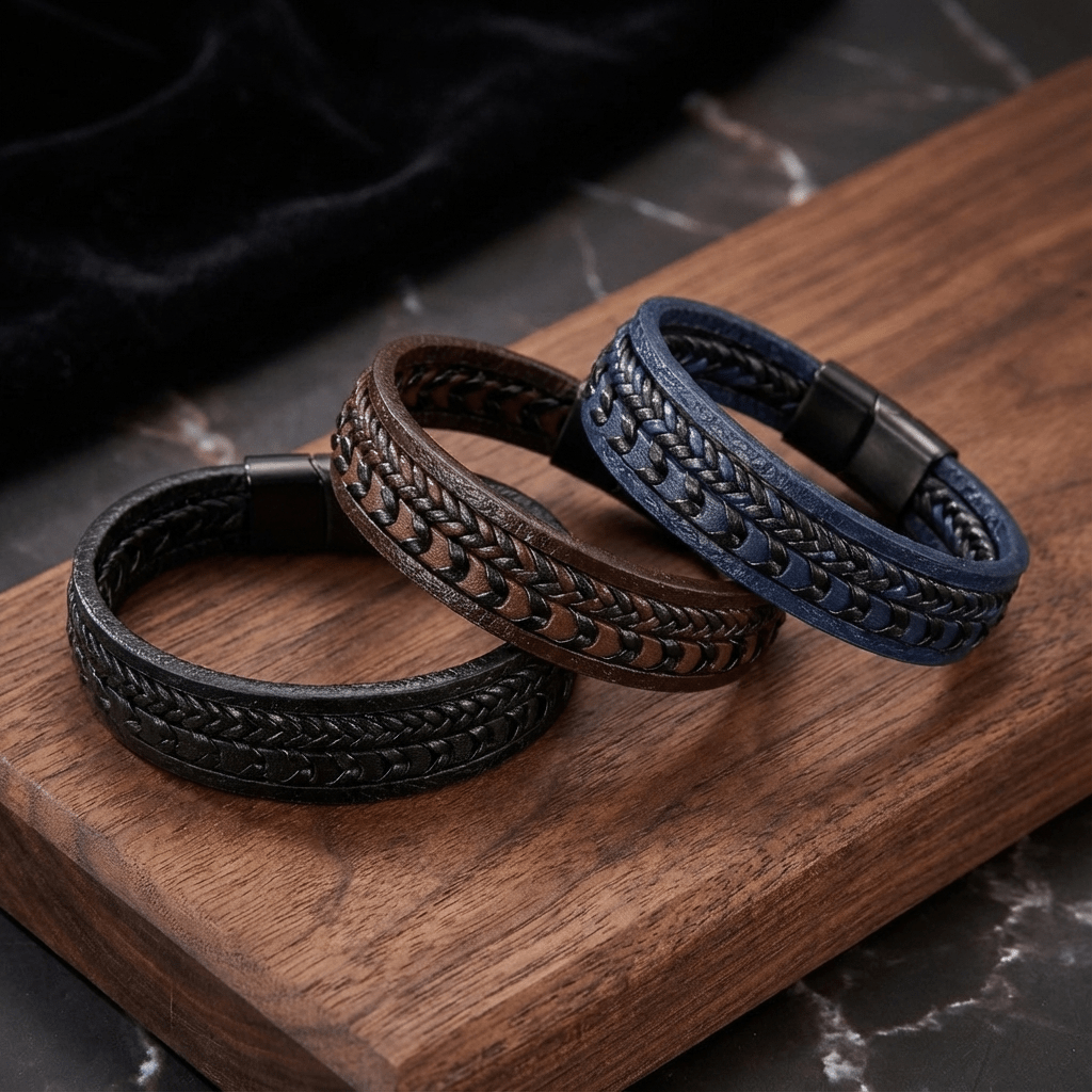 Pulsera de cuero para hombres – robusta, elegante y atemporal (1+1 gratis) - vittoria stile