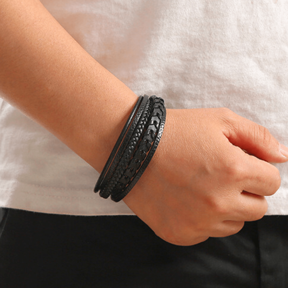Pulsera de cuero para hombres – robusta, elegante y atemporal (1+1 gratis) - vittoria stile