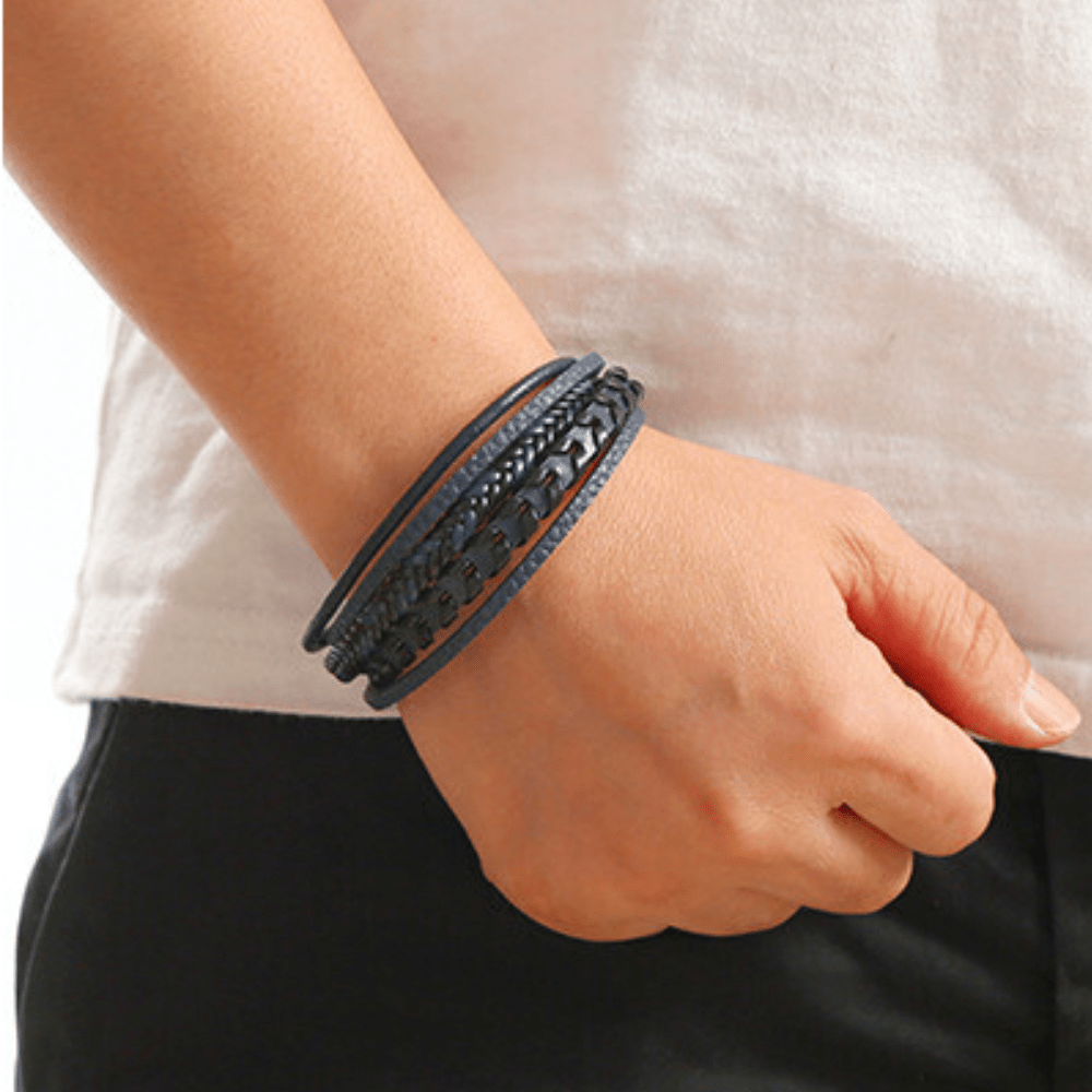 Pulsera de cuero para hombres – robusta, elegante y atemporal (1+1 gratis) - vittoria stile