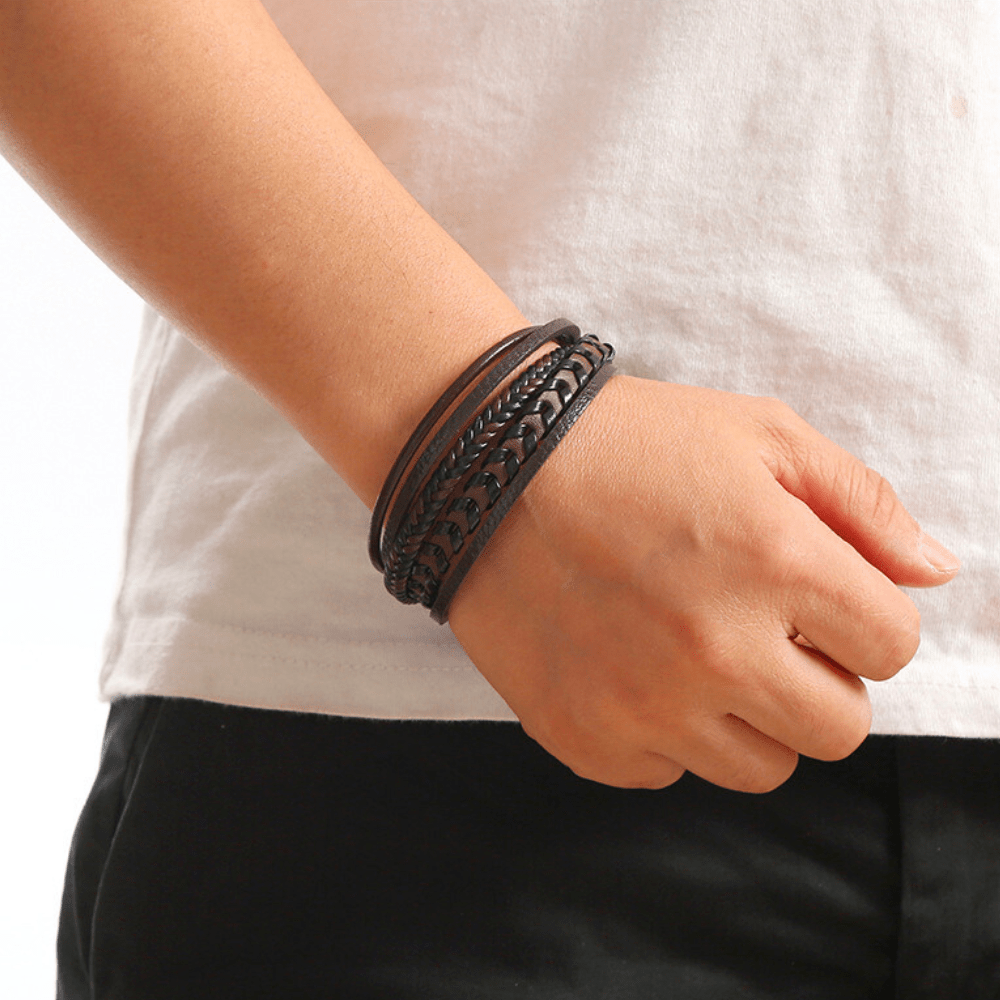 Pulsera de cuero para hombres – robusta, elegante y atemporal (1+1 gratis) - vittoria stile