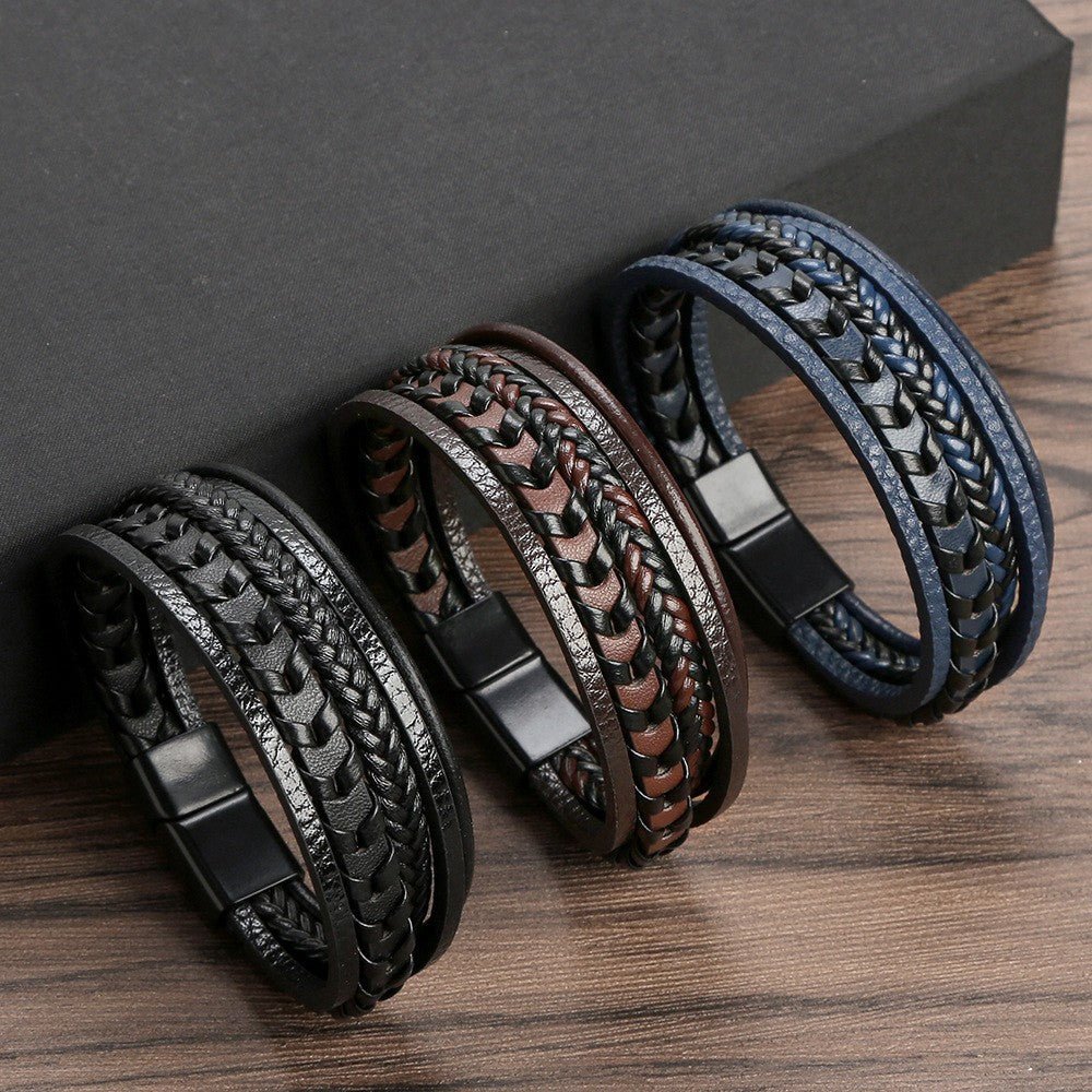 Pulsera de cuero para hombres – robusta, elegante y atemporal (1+1 gratis) - vittoria stile