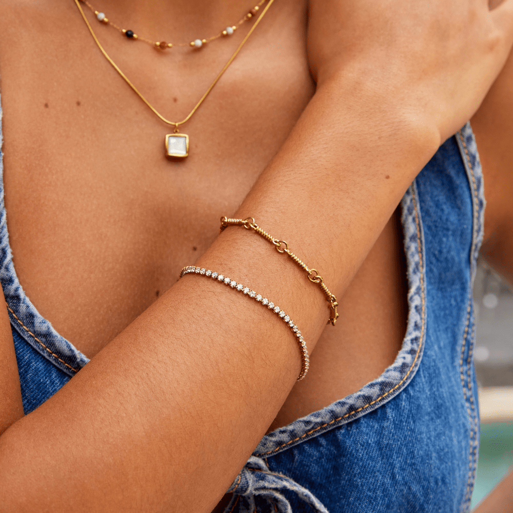 Pulsera de tenis dorada Cordelia - vittoria stile