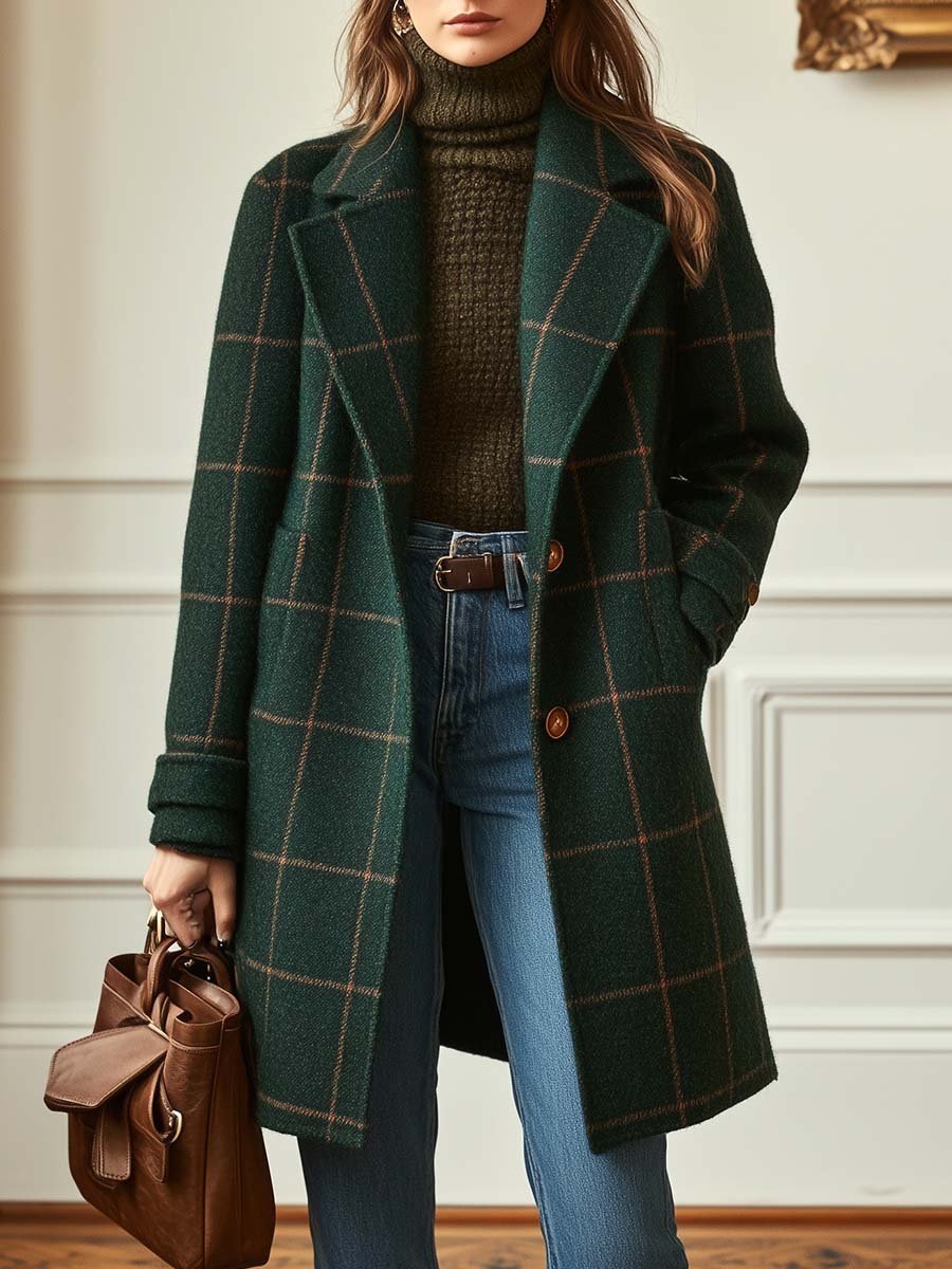 Silvara | Abrigo Elegante a Cuadros de Lana - vittoria stile