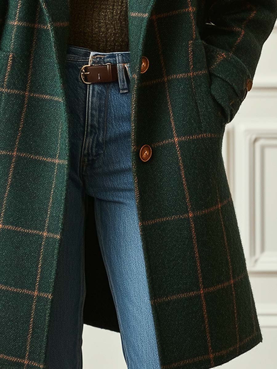 Silvara | Abrigo Elegante a Cuadros de Lana - vittoria stile