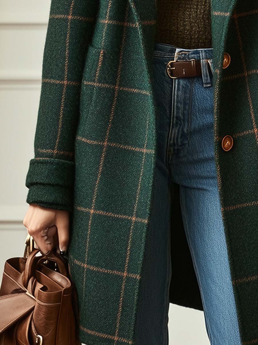 Silvara | Abrigo Elegante a Cuadros de Lana - vittoria stile