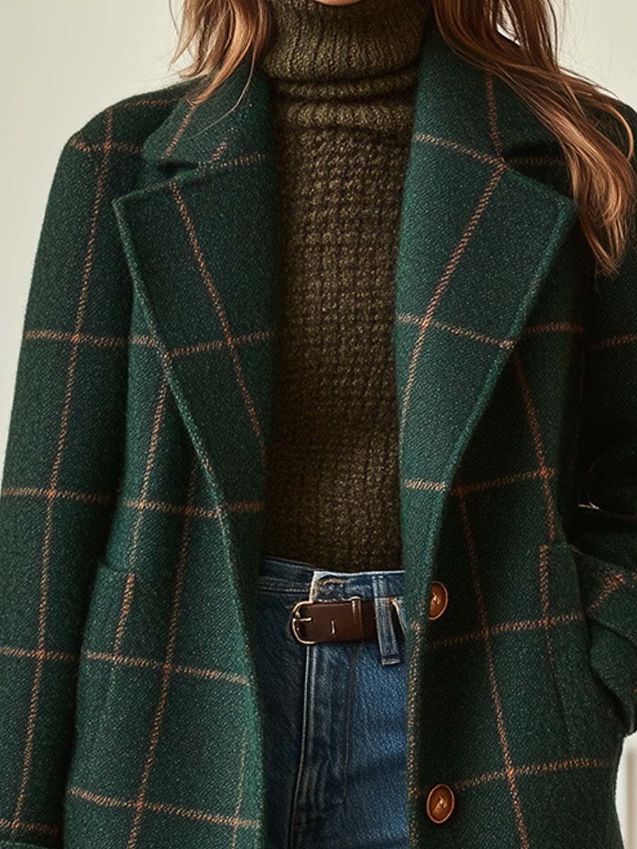 Silvara | Abrigo Elegante a Cuadros de Lana - vittoria stile