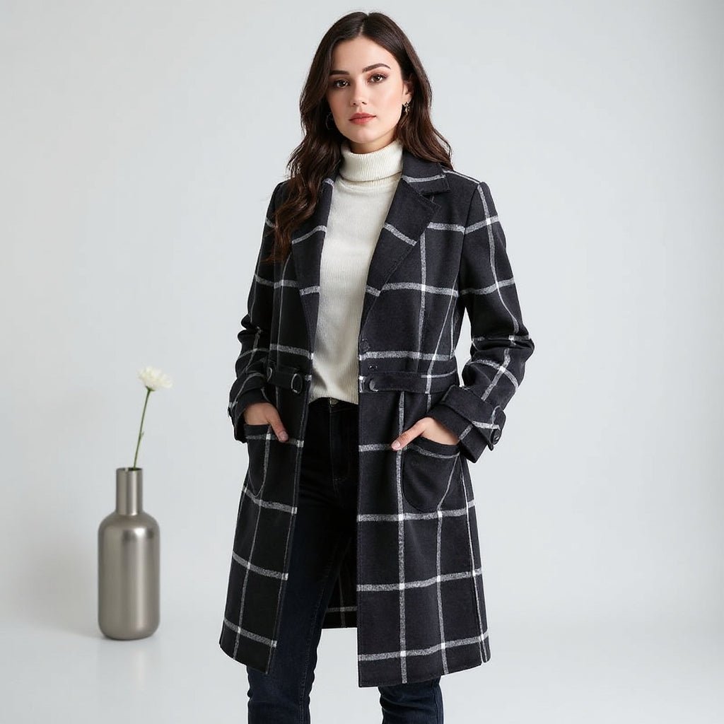 Silvara | Abrigo Elegante a Cuadros de Lana - vittoria stile