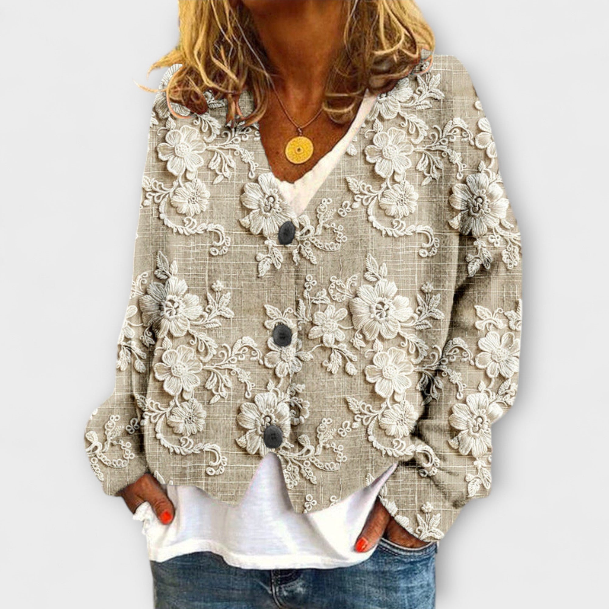 Stella - Cárdigan de punto con patrón floral - vittoria stile