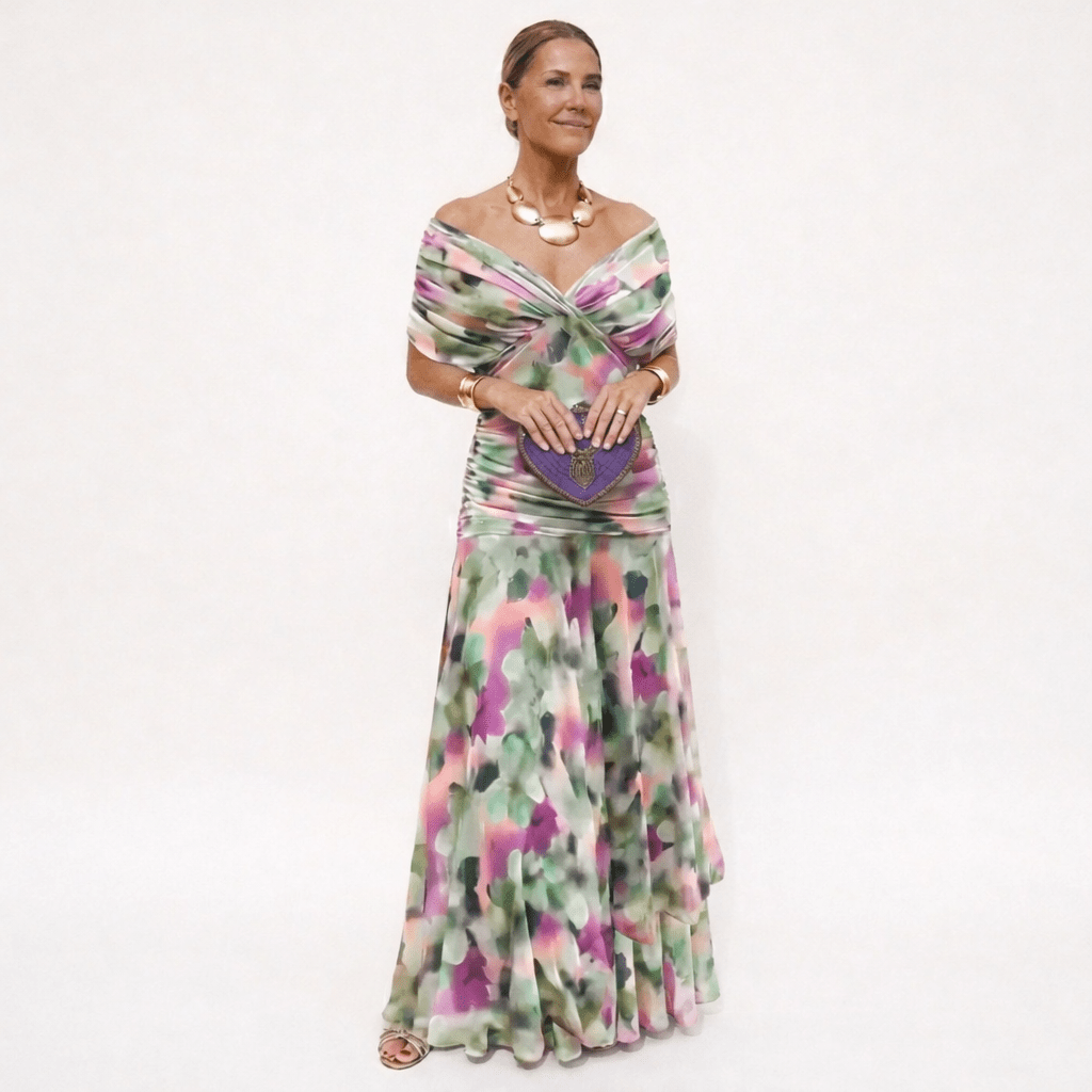 Velora™ | Vestido Floral Largo con Escote en V - vittoria stile