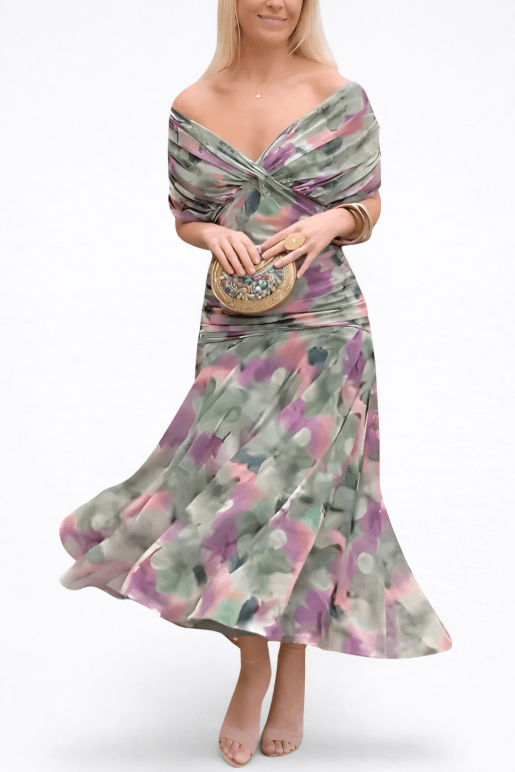 Velora™ | Vestido Floral Largo con Escote en V - vittoria stile