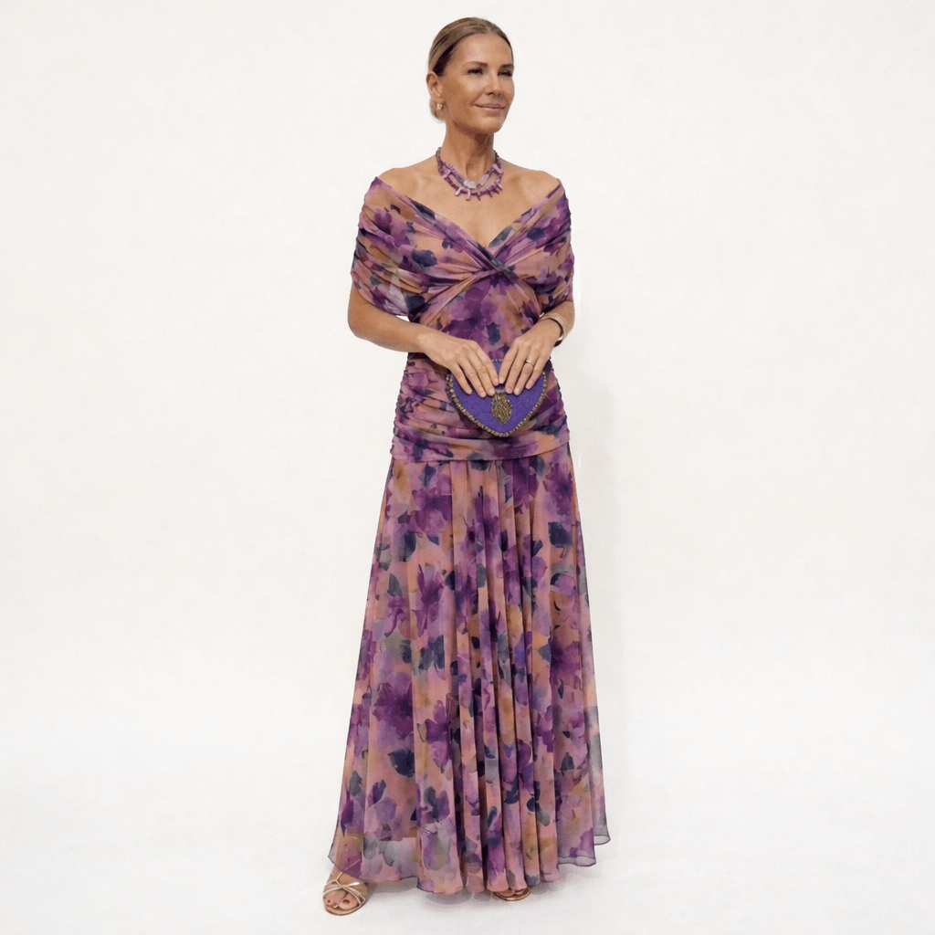 Velora™ | Vestido Floral Largo con Escote en V - vittoria stile