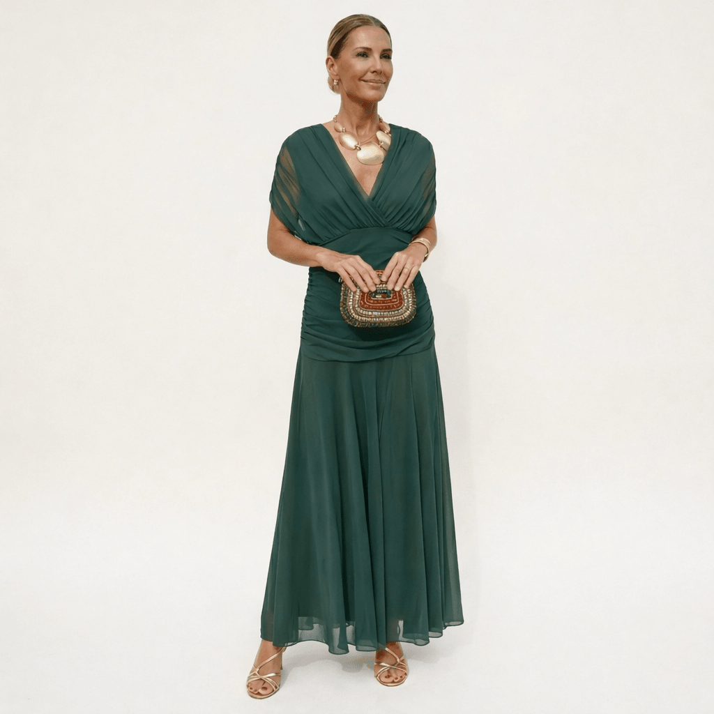Velora™ | Vestido Floral Largo con Escote en V - vittoria stile