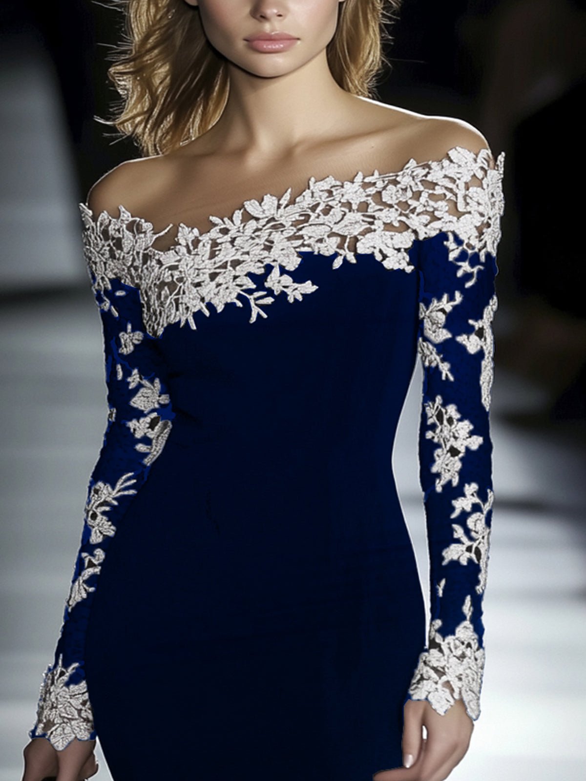 Vestido Bodycon de Encaje con Hombros Descubiertos - vittoria stile
