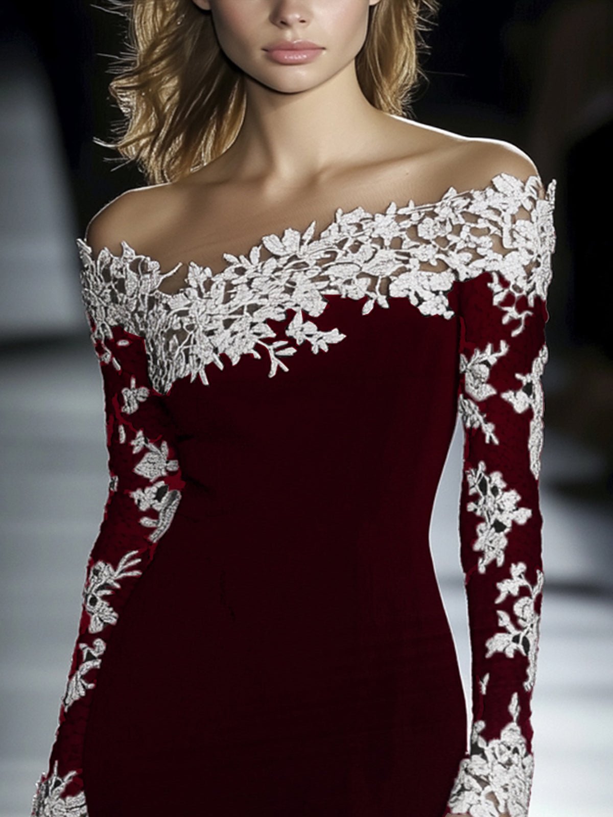 Vestido Bodycon de Encaje con Hombros Descubiertos - vittoria stile