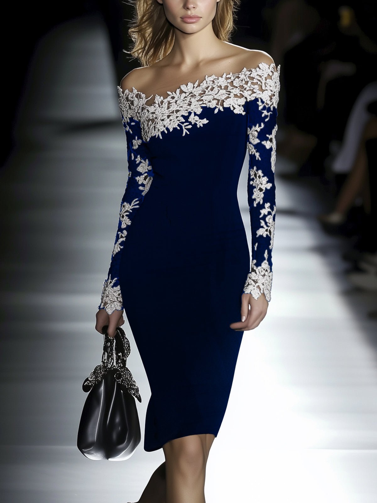 Vestido Bodycon de Encaje con Hombros Descubiertos - vittoria stile