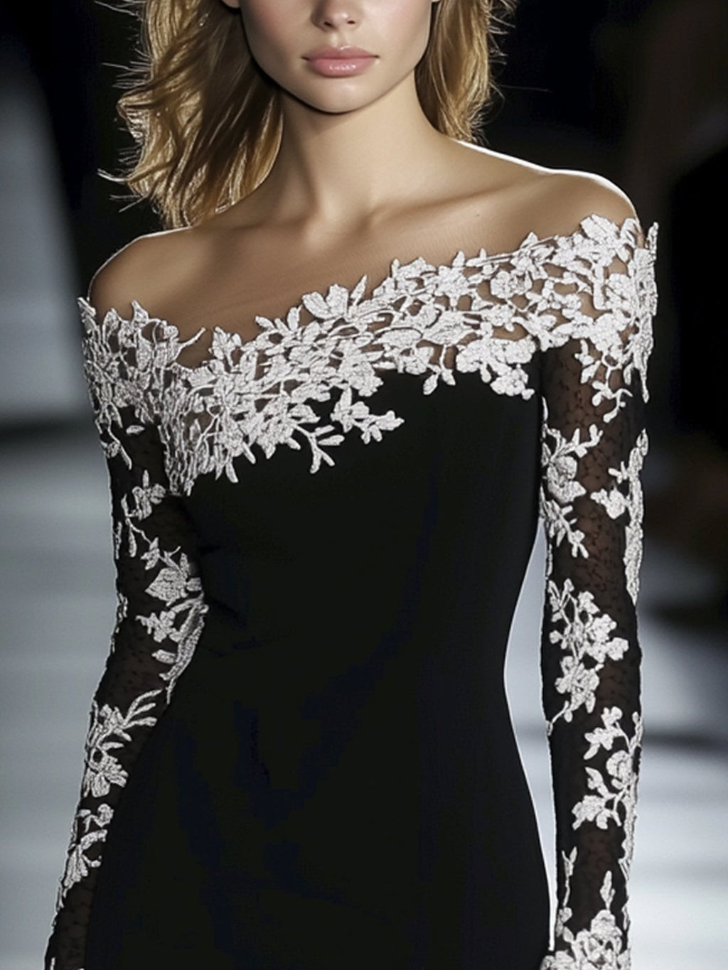 Vestido Bodycon de Encaje con Hombros Descubiertos - vittoria stile