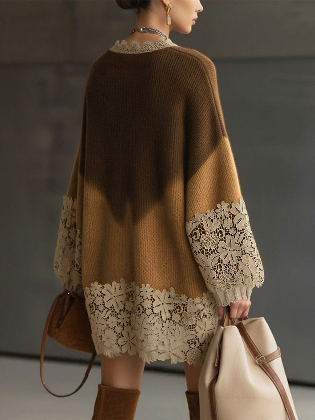 Vestido Suéter Oversize de Punto Degradado - vittoria stile