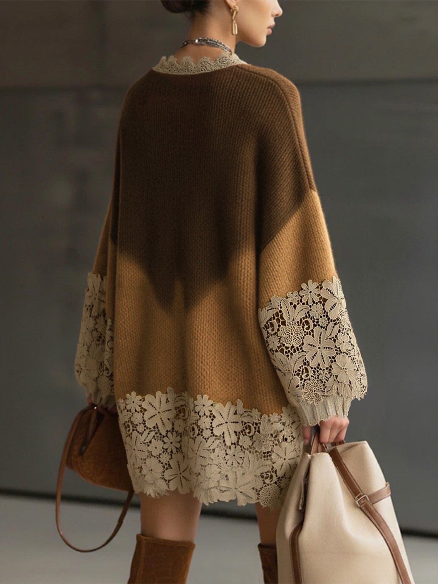 Vestido Suéter Oversize de Punto Degradado - vittoria stile