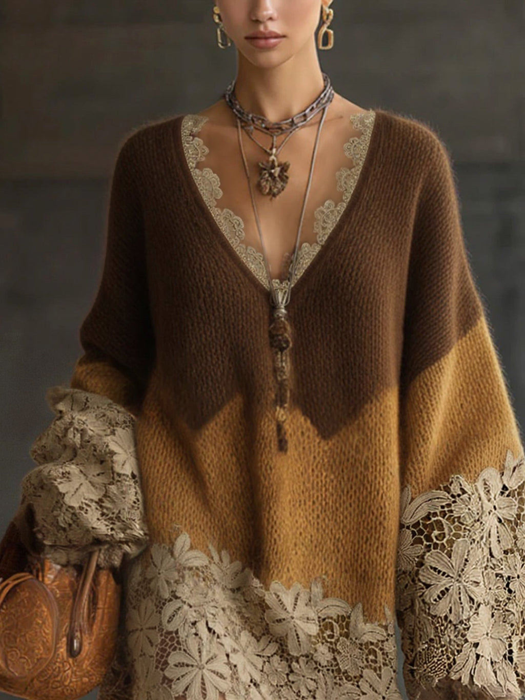 Vestido Suéter Oversize de Punto Degradado - vittoria stile