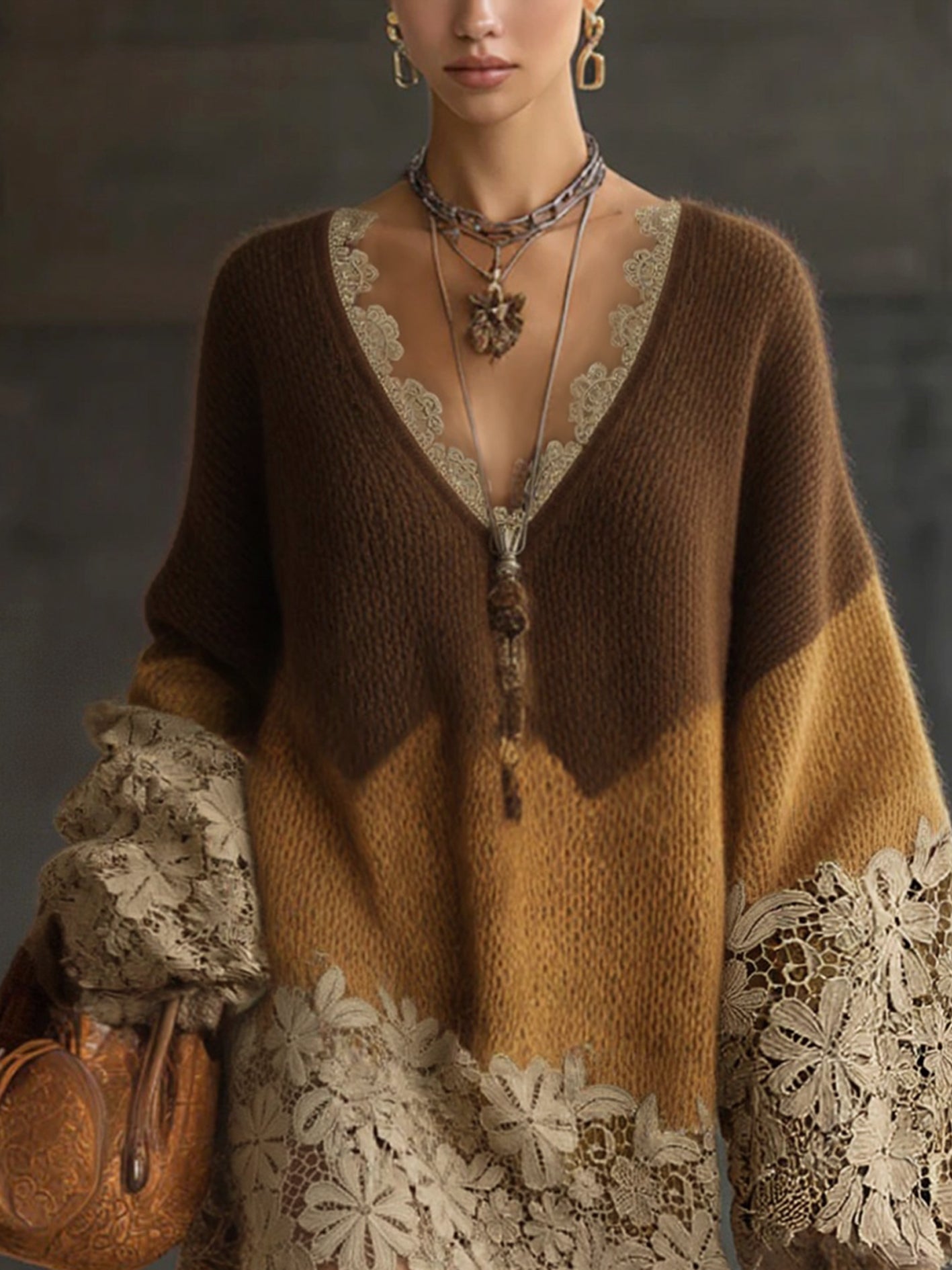 Vestido Suéter Oversize de Punto Degradado - vittoria stile